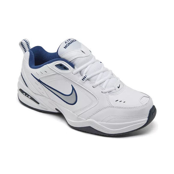 Nike Men's Wide-Width Air Monarch IV Training White / Metallic Silver Sneakers 8 - Picture 2 of 11